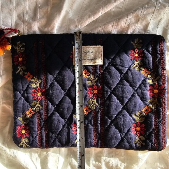 Sezane x Lucia Vergara Max Flat Pouch - Marine Blue w/ Jazmin Embroidery - NWT - Picture 12 of 12